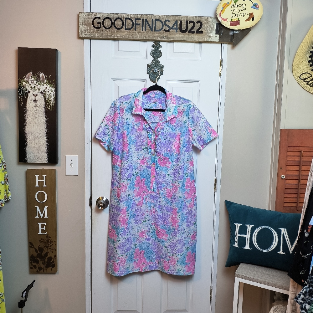 Vintage Pastel Floral Cottage Core House Dress Breathable Knee-length Large